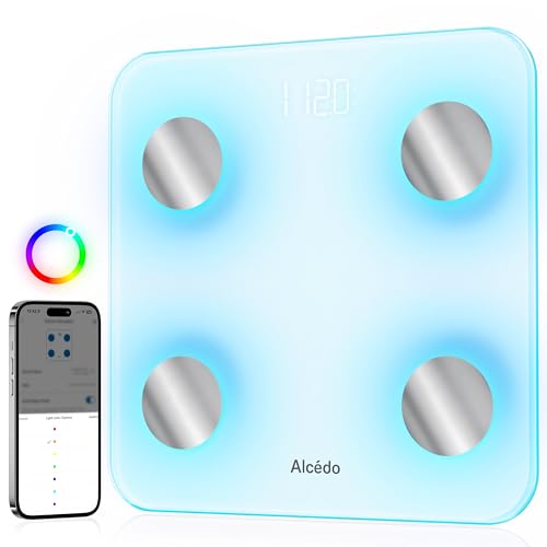 Alcedo Smart Body Fat Scale, Color-Changing Scale, Bluetooth, Whi - Alcedo Official Product View 1