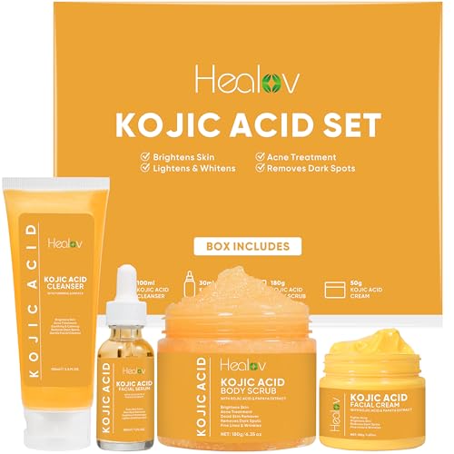 Kojic Acid Skincare Set – Kojic Soap Cleanser, Exfoliating Body - Product Imagery