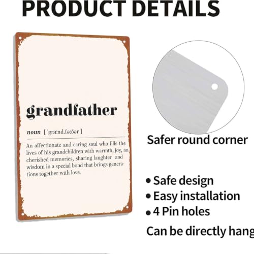 Grandfather Definition Metal Sign, 8X12 Inch Aluminum Wall Art, - Product Imagery