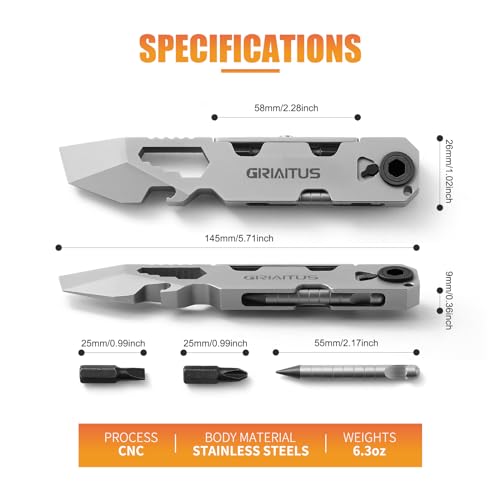 EDC Pry Bar Multitool with Bi-Directional Ratchet Screwdriver, - Product Imagery