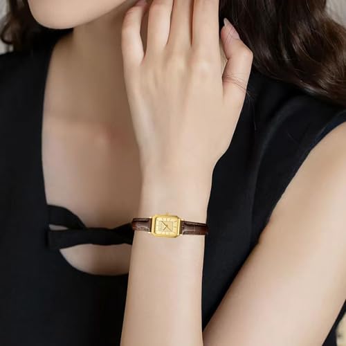 Gold Watches for Women-Rectangular Case Minimalist - Product Imagery