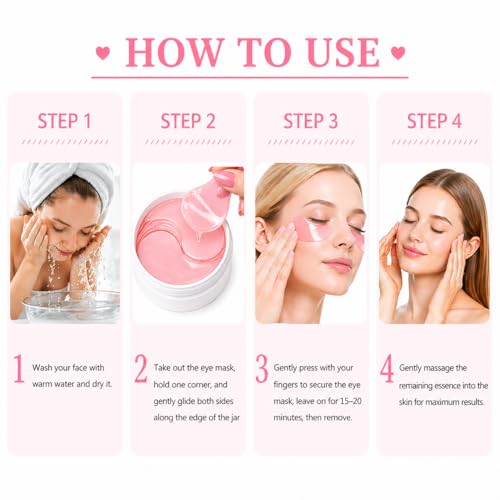 Under Eye Mask, Rose Under Eye Gel Pads With Collagen, Skincare - Product Imagery