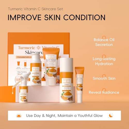 Vitamin C Turmeric Skincare Gift Set for Women, Complete Kit - Product Imagery