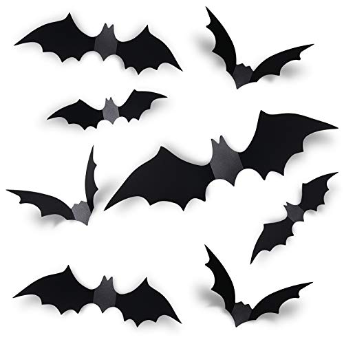 Coogam 60PCS Halloween Bats Decoration, 4 Different Sizes - Product Imagery