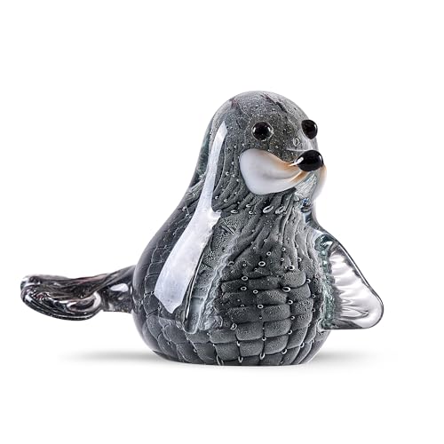 EUSTUMA Hand Blown Glass Seal Figurine,Sea Animal for Fish Tank - Product Imagery