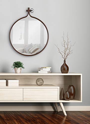 Kate and Laurel Yitro Round Metal Wall Mirror, 23.5 x 28.5, - Product Imagery