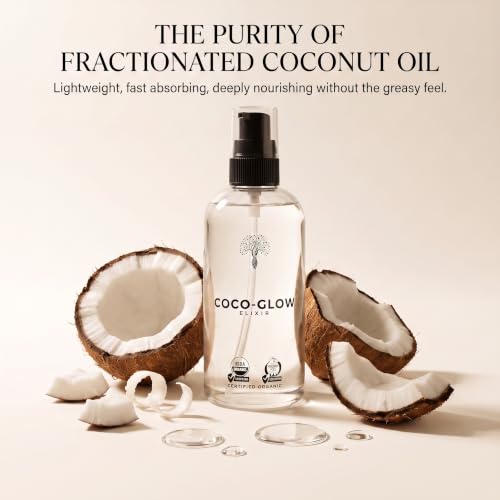Coco Glow Elixir USDA Certified Organic Fractionated Coconut Oil - Product Imagery