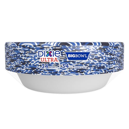 Dixie Ultra Large Paper Bowls, 34 oz Disposable Bowls, 34 Count - Product Imagery