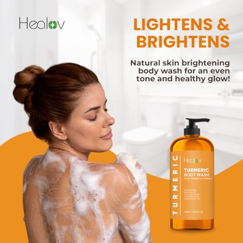 Healov Turmeric Body Wash – Skin Brightening Soap for Dark - Product Imagery
