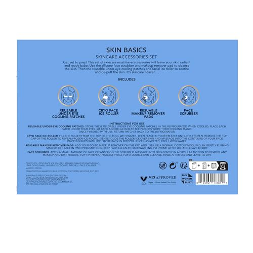 Skin Basics Skincare Set - Ice Roller, Mask, Face Scrubber - Product Imagery