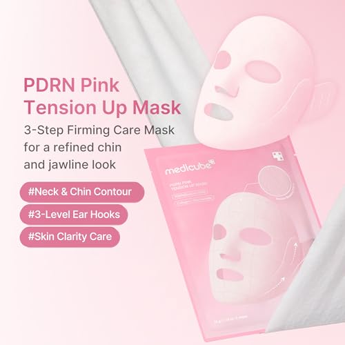 medicube PDRN Pink Tension Up Sheet Mask - 3-Step Contouring Mask - Product Imagery