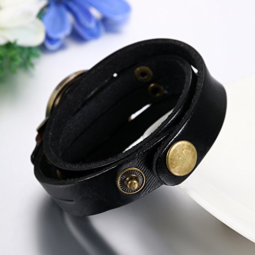 JewelryWe Women Men Watches Retro Multilayer Leather Bracelet - Product Imagery