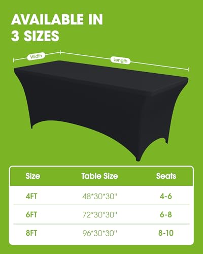 Pureegg Spandex Tablecloth 6ft 2 Pack Black - Product Imagery