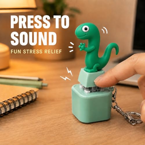 Rechargeable Lizard Button Keychain Fidget Toy, Portable Press - Product Imagery