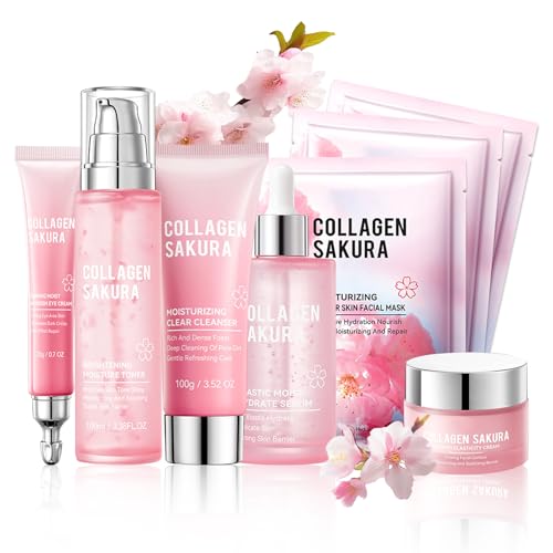 8PCS Sakura Skin Care Set,Moisturizing Skincare Kit with Face - Product Imagery