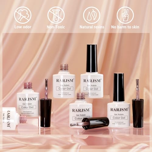 RARJSM Nude Glitter Cat Eye Gel Nail Polish Set 6Pcs Ceramics - Product Imagery
