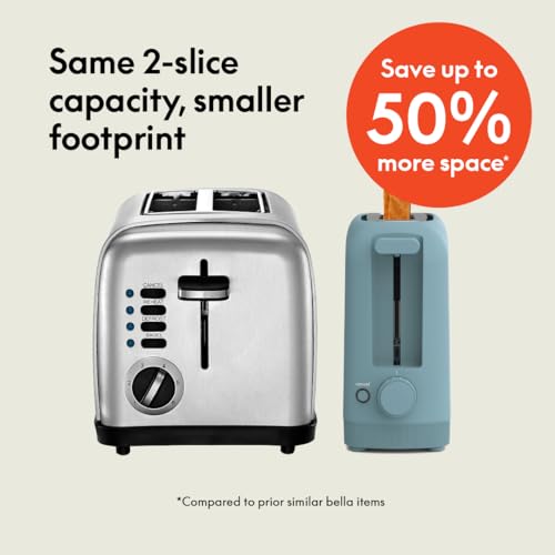 bella Fits-Anywhere™ 2-Slice Slim Toaster, Long Slot & Extra - Product Imagery