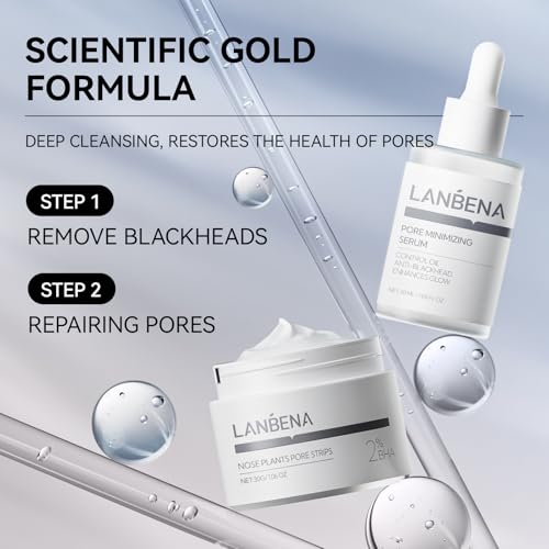 LANBENA 3 in 1 Blackhead Remover Set Pore Strips 30g+Pore Serum - Product Imagery