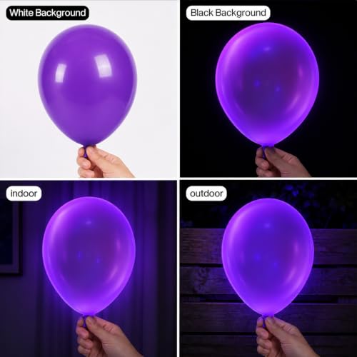 100 Pcs UV Neon Balloons, Neon Glow Party Balloons UV BlackLight - Product Imagery