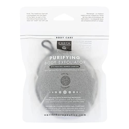 Earth Therapeutics Purifying Body Exfoliator Sponge - Black with Charcoal - Earth Therapeutics Official Product View 1