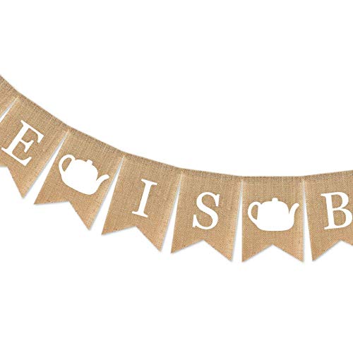 SWYOUN Burlap Love is Brewing Banner Tea Coffee Themed Bar - Product Imagery