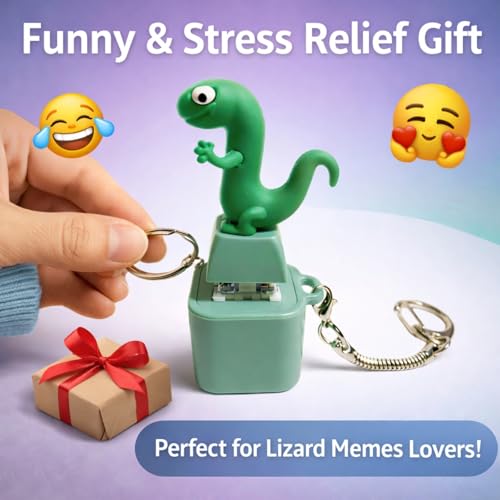 Rechargeable Lizard Button Keychain Fidget Toy, Portable Press - Product Imagery