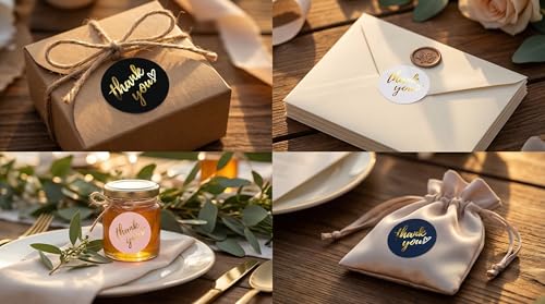 500 PCS Thank You Sticker Labels Roll, 1.5 Inch Round Gold Foil - Product Imagery