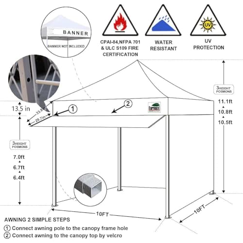 Eurmax USA 10x10 Pop Up Canopy,Commercial Tent with Patented - Product Imagery