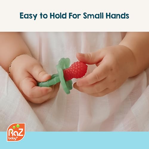 RaZbaby RaZberry Silicone Baby Teether Toy - Berrybumps Soothe - Product Imagery