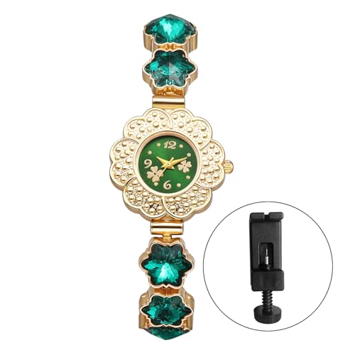 JewelryWe Women's Crystal Flower Watch: Analog Quartz Rhinestone - Product Imagery