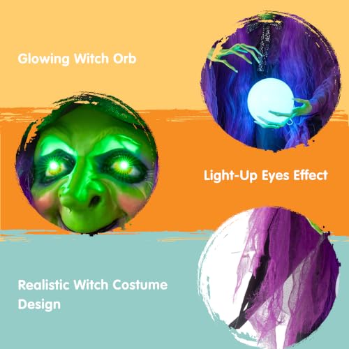 JOYIN 78" Hanging Witch Decor with Magic Ball Halloween - Product Imagery