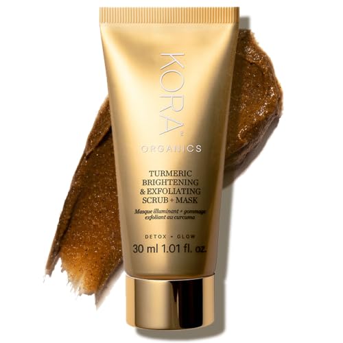 KORA Organics Turmeric Brightening & Exfoliating Face Scrub + Mask, 30 ml – Peppermint, 1.01 Fl Oz (Pack of 1)