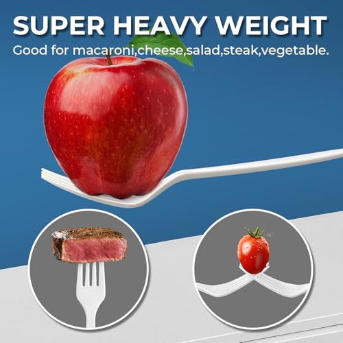 600Pack Disposable Plastic Forks Bulk White Heavy Duty Plastic - Product Imagery