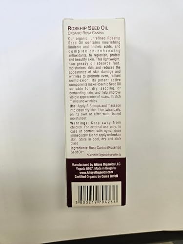 Alteya Rosehip Seed Oil USDA Certified Organic Face Oil, 1.7 Fl - Product Imagery