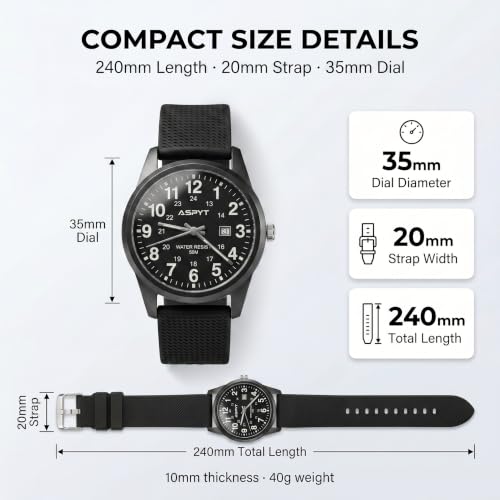 Men Black Watch, Military Analog Quartz Watch for Men, Ultra - Product Imagery