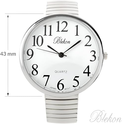Geneva Super Large Stretch Watch Clear Number Easy Read (Silver) - Product Imagery