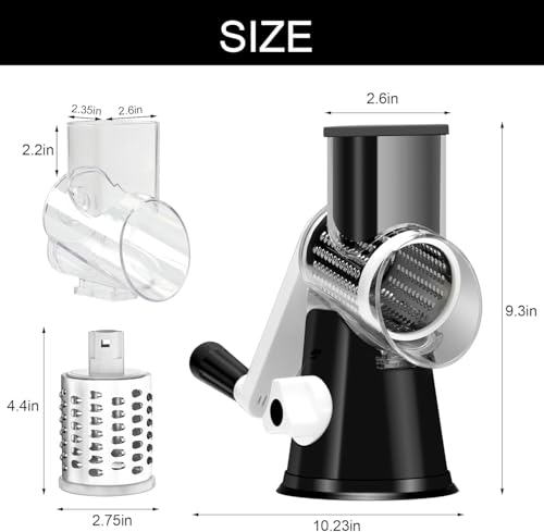 Cambom Rotary Cheese Grater Hand Crank Cheese Shredder, Black - Product Imagery