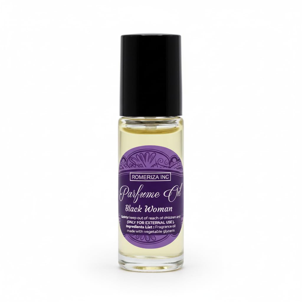 10ml Black Women Fragrance Body Oil, Roll On Glass Bottle - Product Imagery