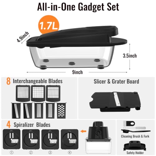 Ukeetap 12-Blade Cook Tool & Gadget Sets, Chopper Slicer Grater - Product Imagery
