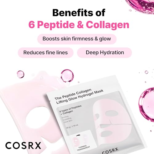 COSRX Pink Peptides Collagen Lifting Glow Hydrogel Face Masks... - Product Imagery