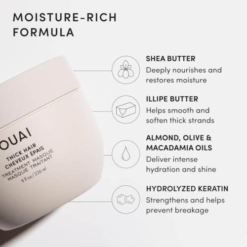 OUAI Thick Hair Mask - Deep Conditioning Hair Mask (8 Fl Oz) - Product Imagery
