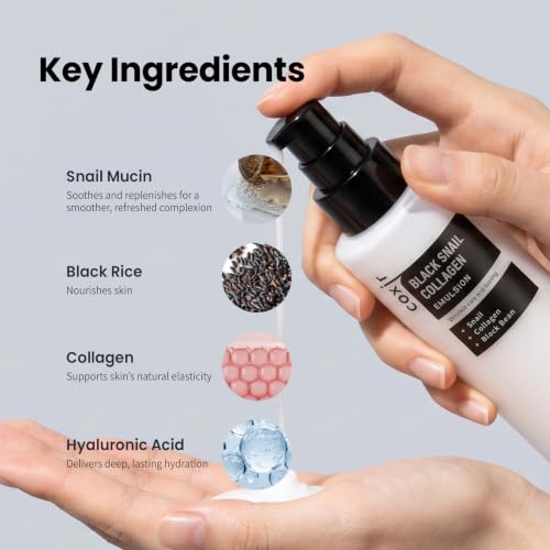 coxir Black Snail Collagen Emulsion, Korean Rice, Firming, 3.38 - Product Imagery