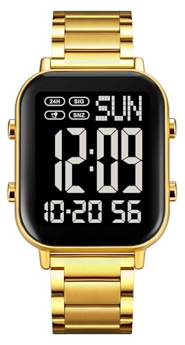 FANMIS Men's Digital Watch Stainless Steel Big Numbers Square - Product Imagery
