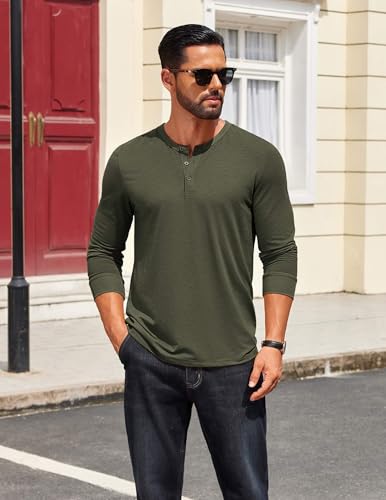 COOFANDY Mens Henley Shirts Long Sleeve Casual T-Shirt Button - Product Imagery