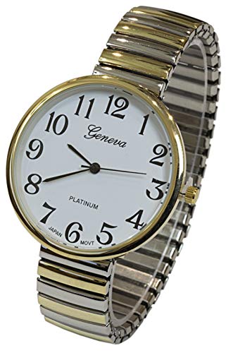 Super Large Face Easy to Read Two-Tone Stretch Band Watch - Product Imagery