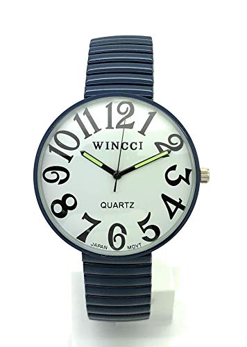 Mens Ladies Jumbo Big Numbers Stretch Elastic Band Analog Quartz - Product Imagery