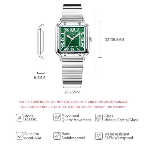 SINOBI Classic Square Watches for Men with Roman Numerals - Product Imagery