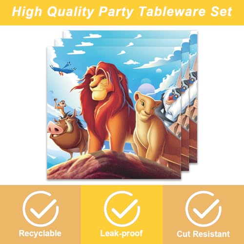 40Pcs Lion-Kings Party Supplies 20 plates, 20 napkins for the - Product Imagery