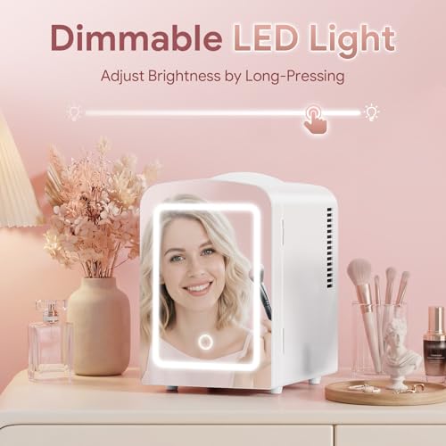 Xbeauty 4L Mini Skincare Fridge With Dimmable LED Mirror - Product Imagery