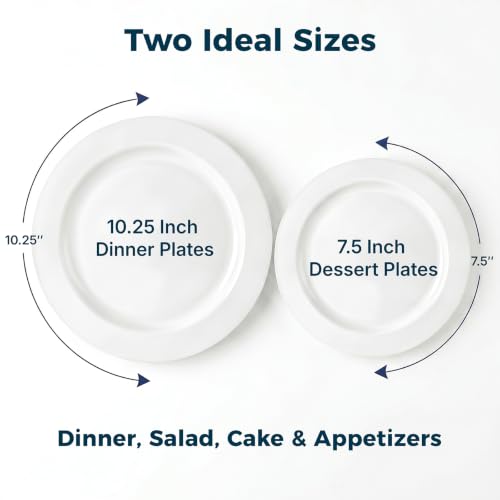 TENYASEN White Plastic Plates, 100 Pack, Heavy Duty Disposable - Product Imagery